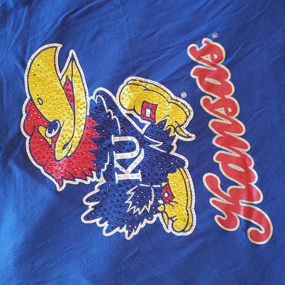 KU Jayhawk Shirt with Rhinestones Size Small - Picture 2 of 4